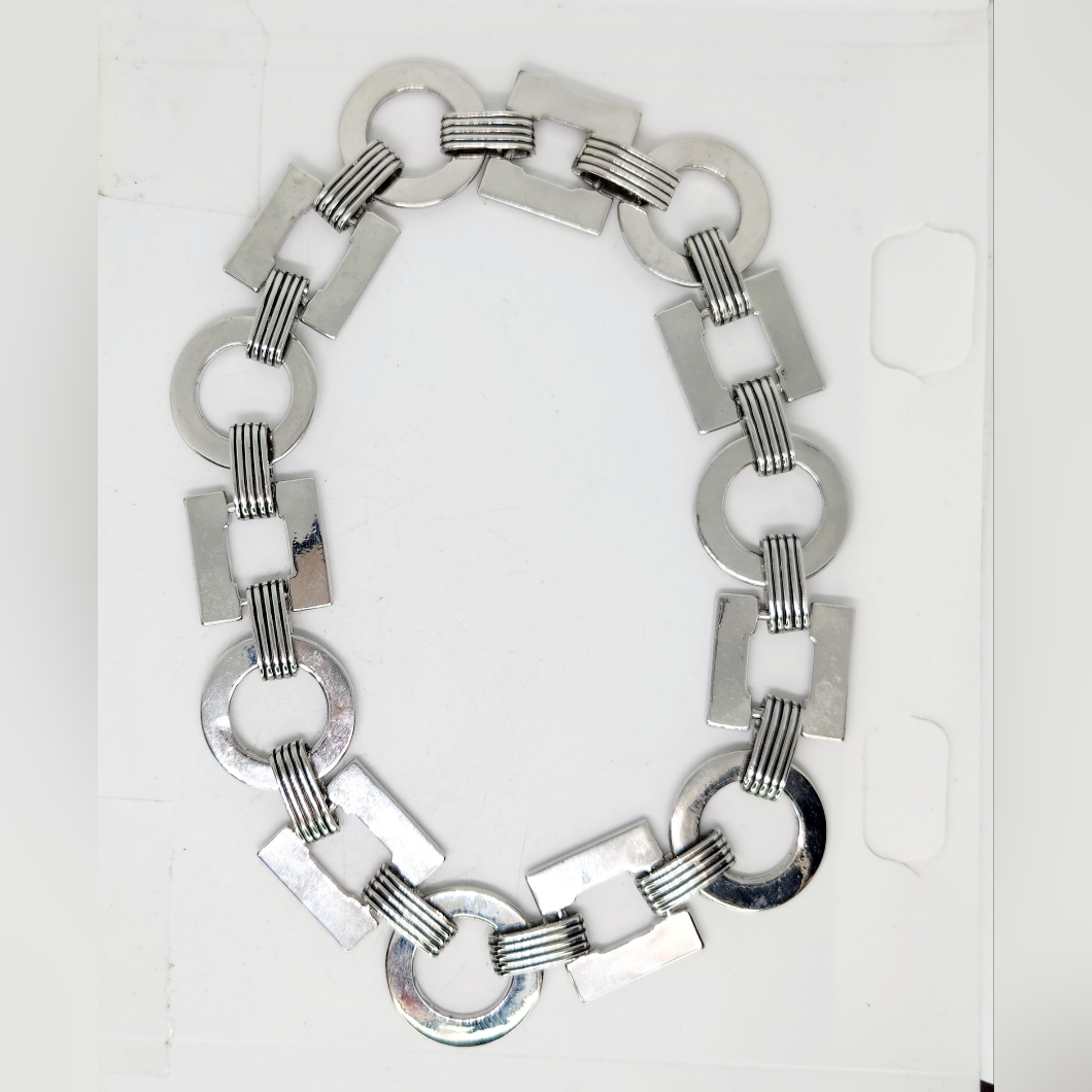Ralph Lauren Large Chunky Link Choker Silver Tone Necklace 18 Geometric 54$